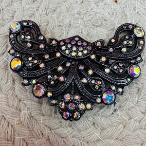 Black Metal Tone With AB Rhinestone Brooch/Pendant